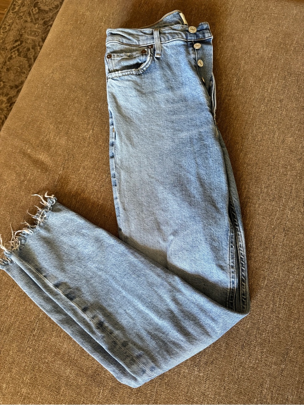 AGOLDE Nico High Rise Slim Jeans Size 25 Light Wash Button Fly Sustainable Denim - Picture 4 of 8